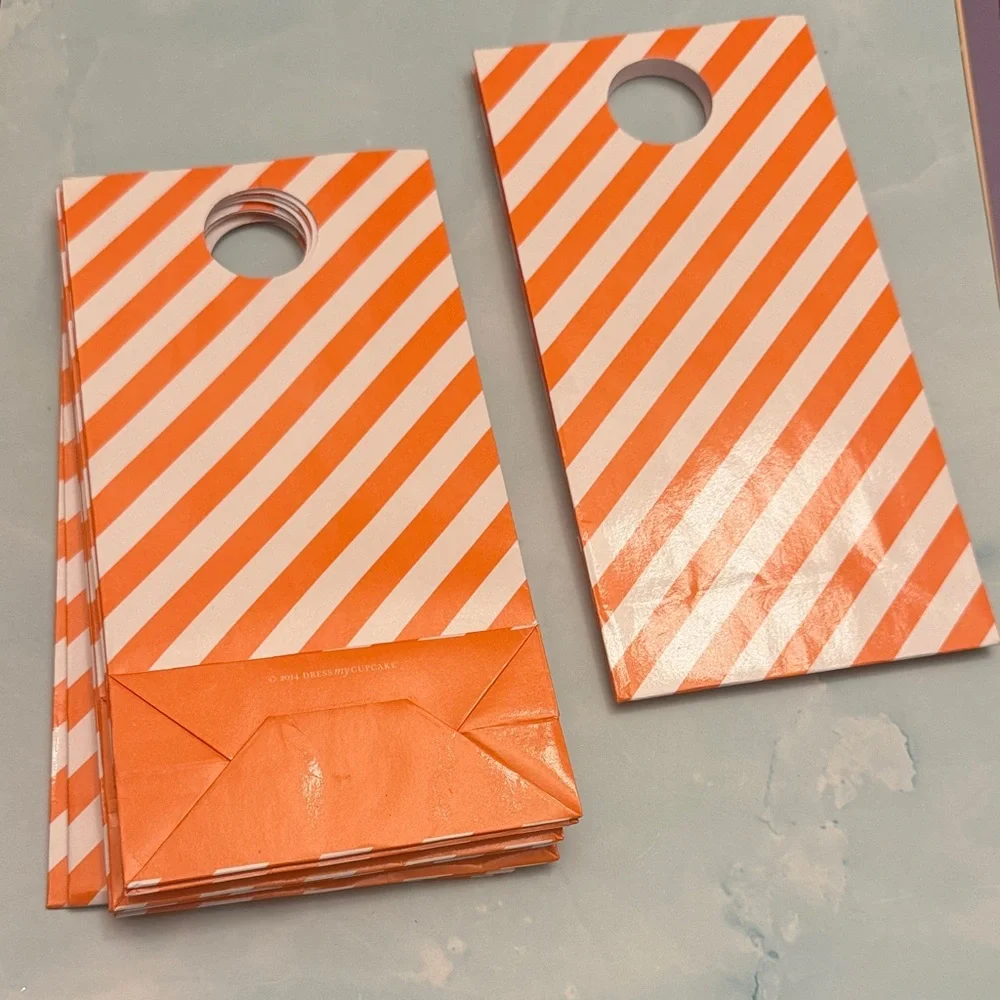 Lot 8 cupcakes & cashmere Vibrant Orange Diagonal Stripe Favor Bags